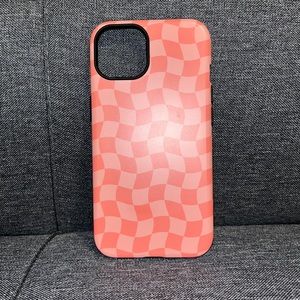 iPhone 13 case - wavy pink checker-print
